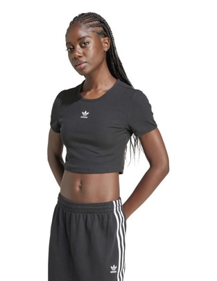 Playera manga corta Adidas Originals Ess Rib Tee cuello redondo para mujer