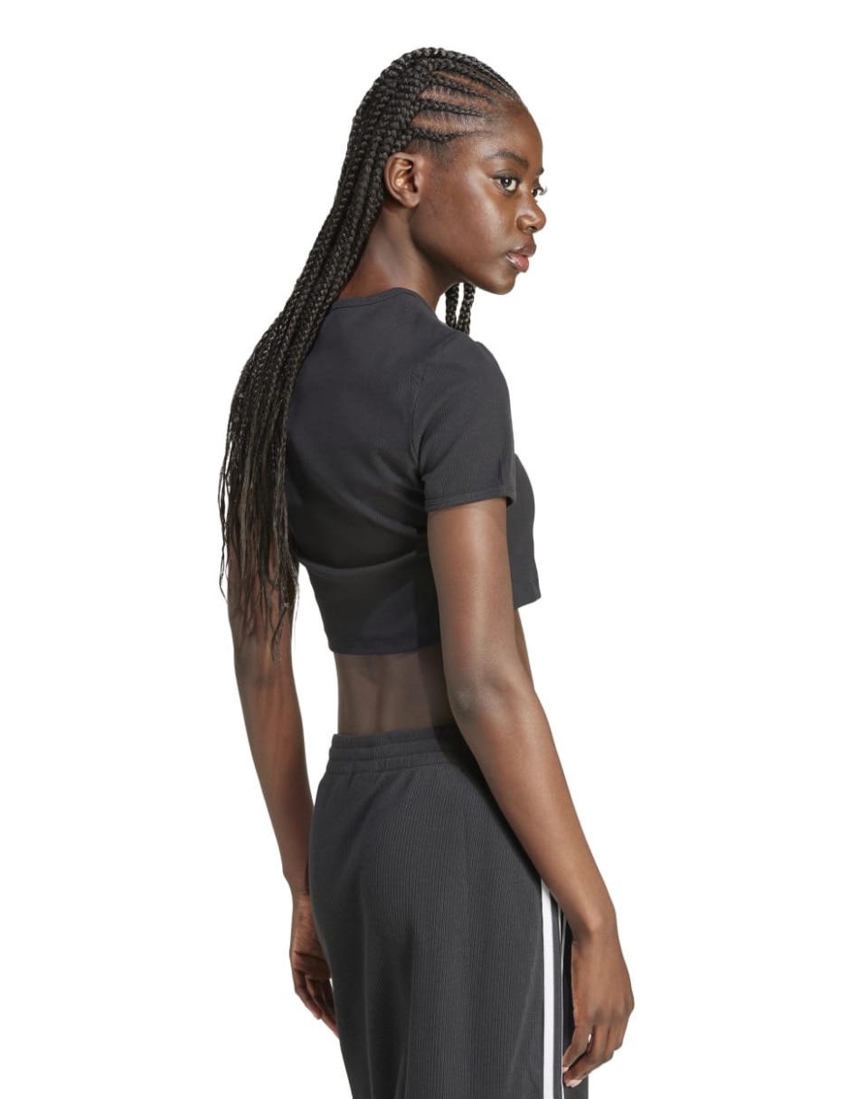 Playera manga corta Adidas Originals Ess Rib Tee cuello redondo para mujer