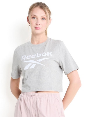 Playera manga corta Crop cuello redondo para mujer