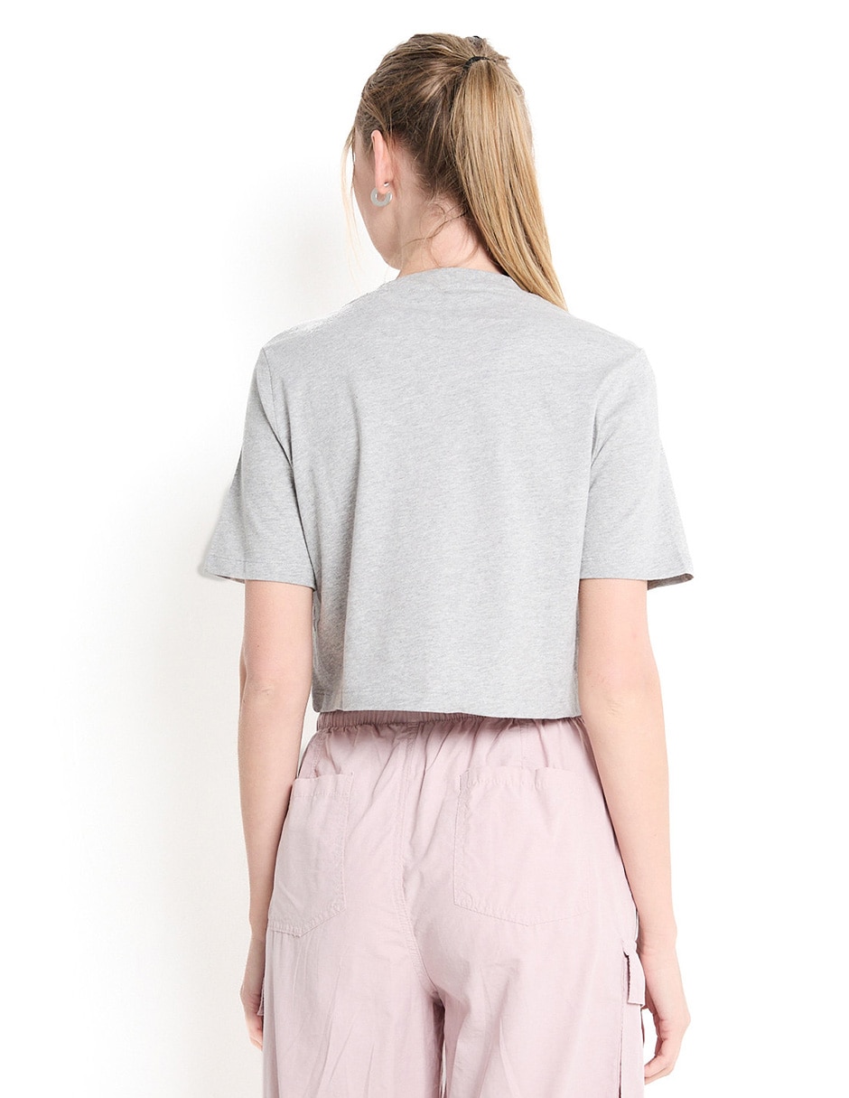 Playera manga corta Reebok Crop cuello redondo para mujer