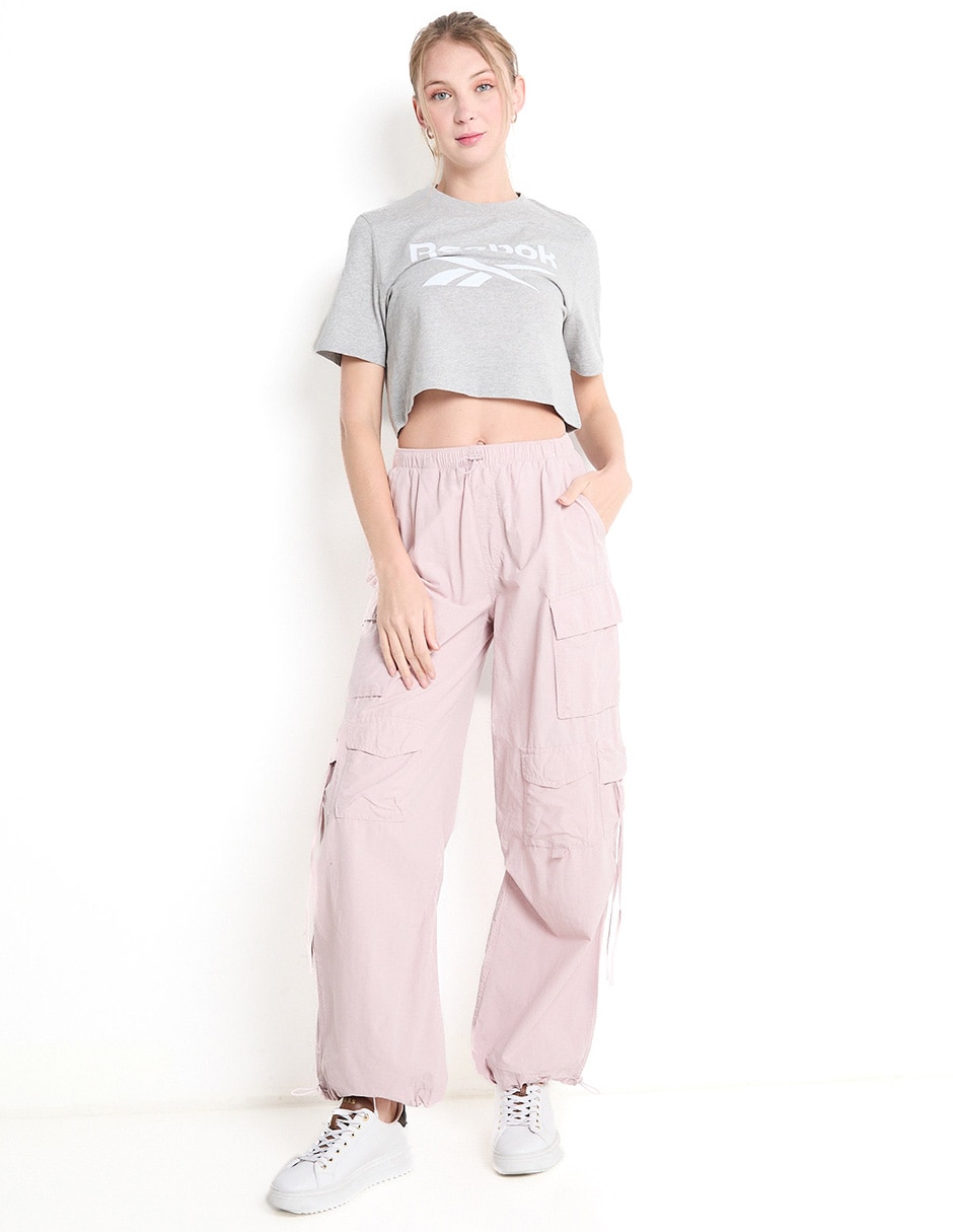 Playera manga corta Reebok Crop cuello redondo para mujer