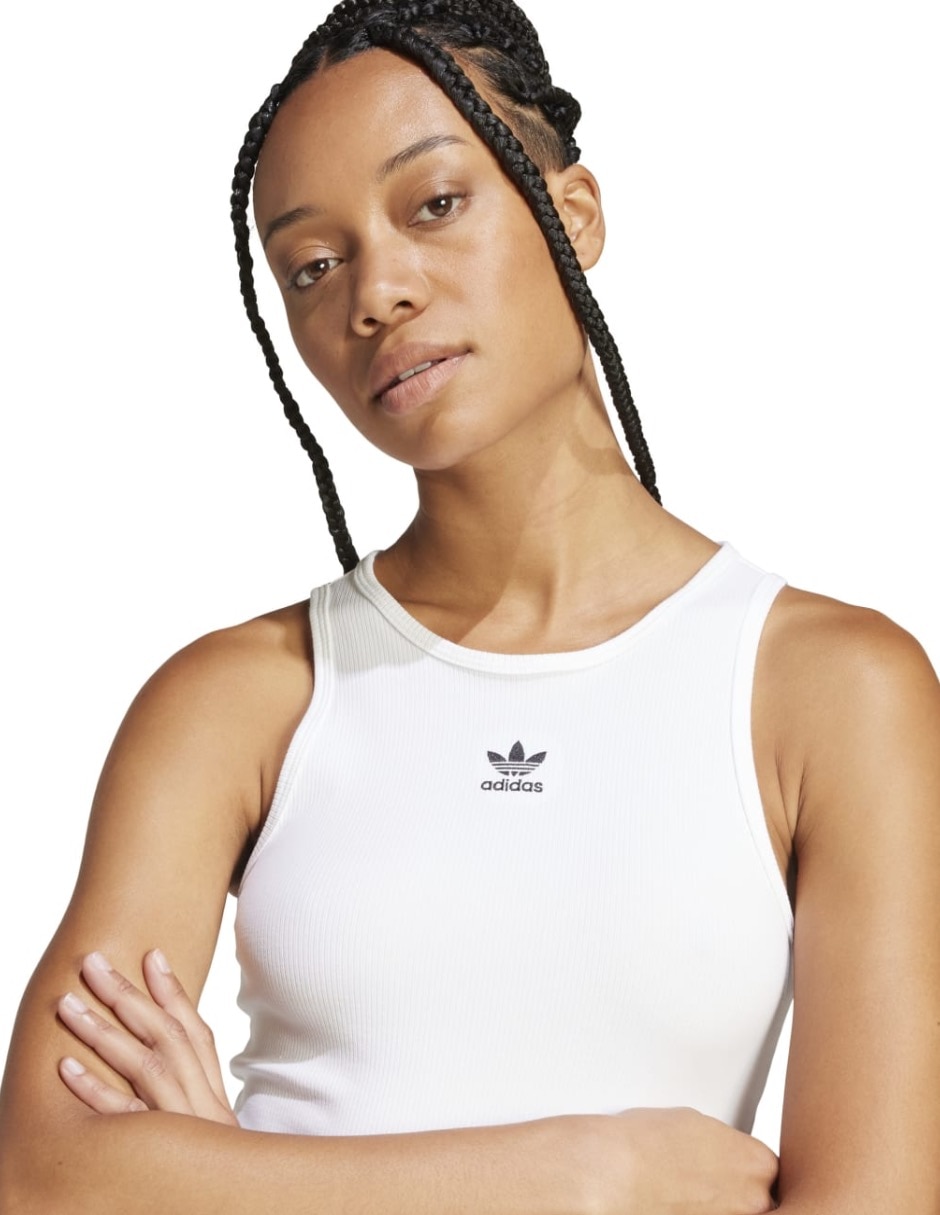 Playera tank Adidas Originals Trefoil Essentials cuello redondo para mujer