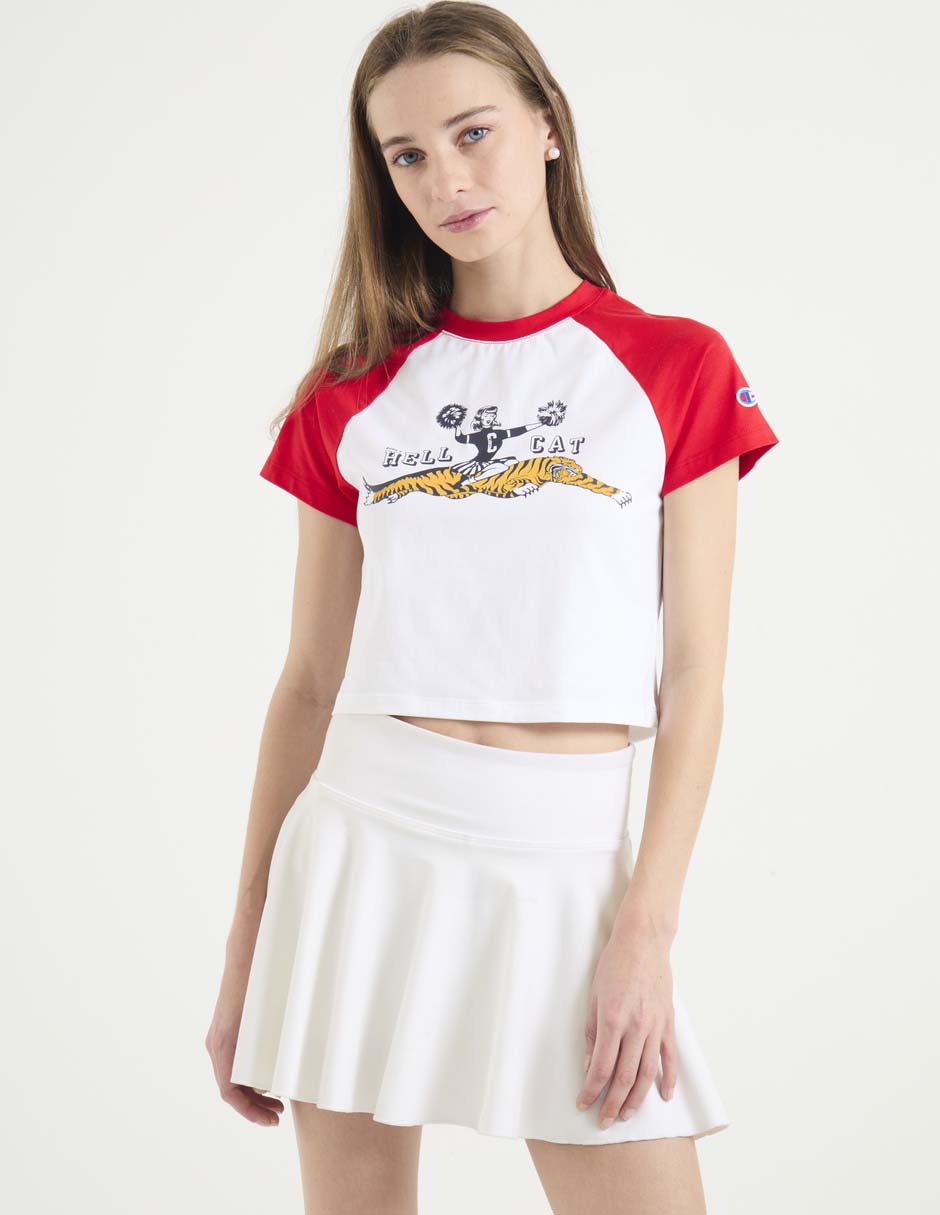 Playera manga corta cuello redondo para mujer
