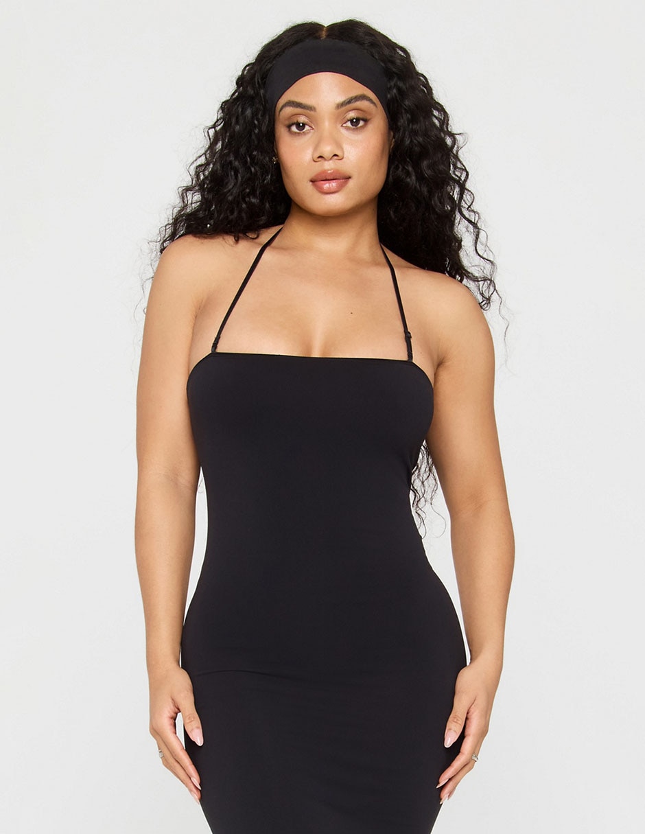 Vestido maxi de fiesta escote medio