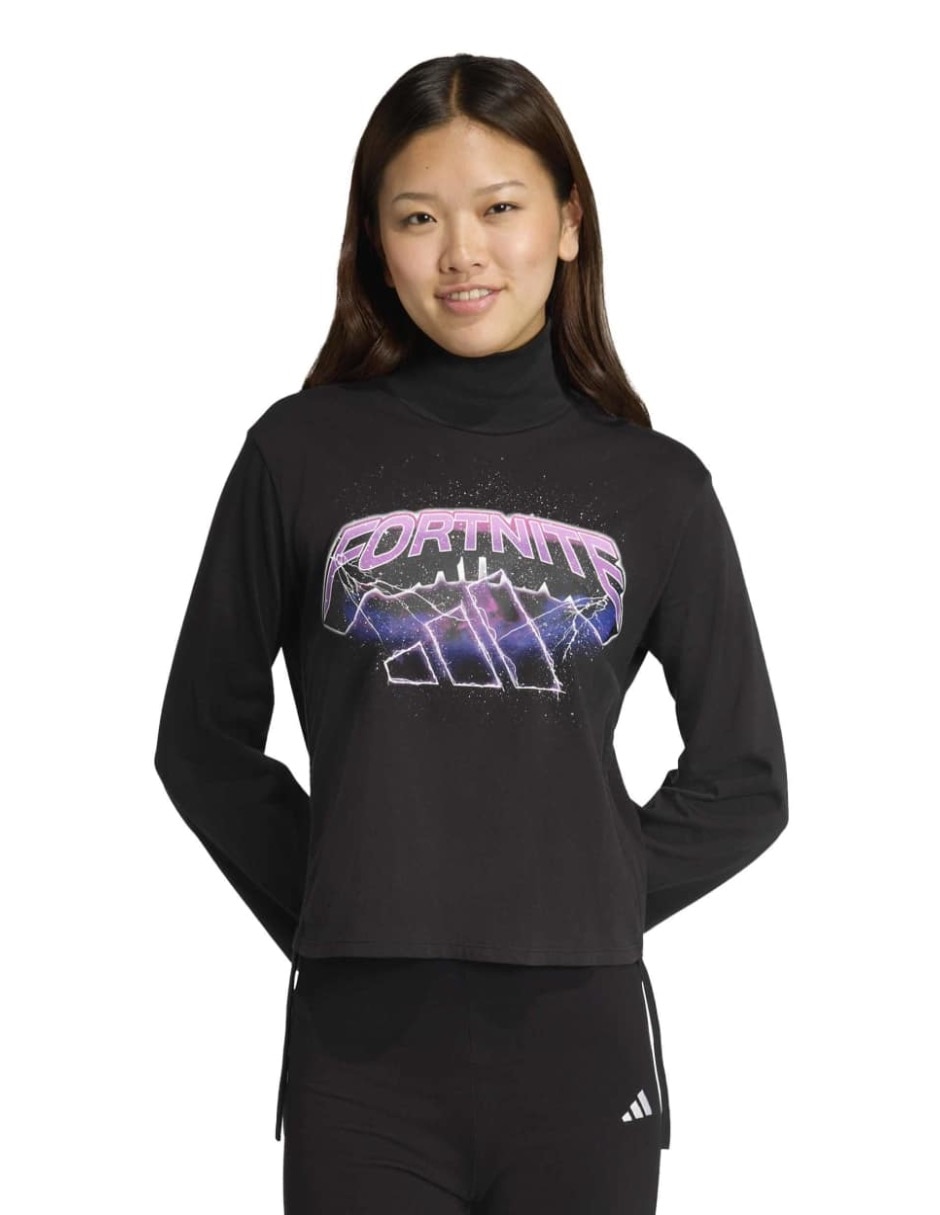 Playera manga larga Essentials cuello alto para mujer Playera manga larga Essentials cuello alto para mujer