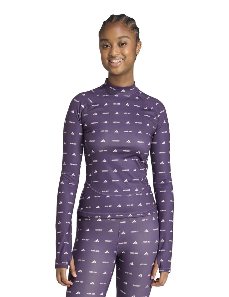 Playera manga larga Essentials cuello alto para mujer 1