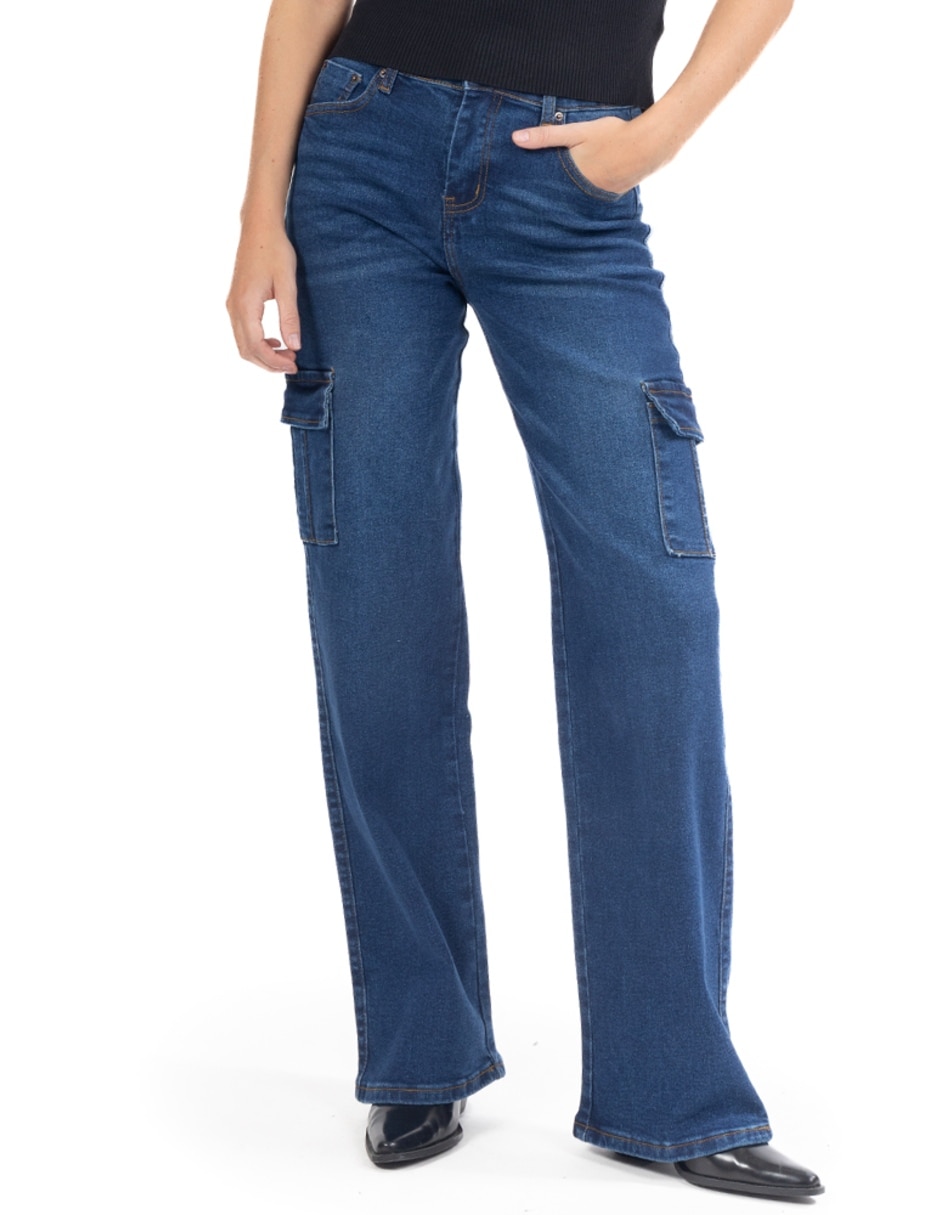 Jeans cargo relajado quarry corte cintura para mujer