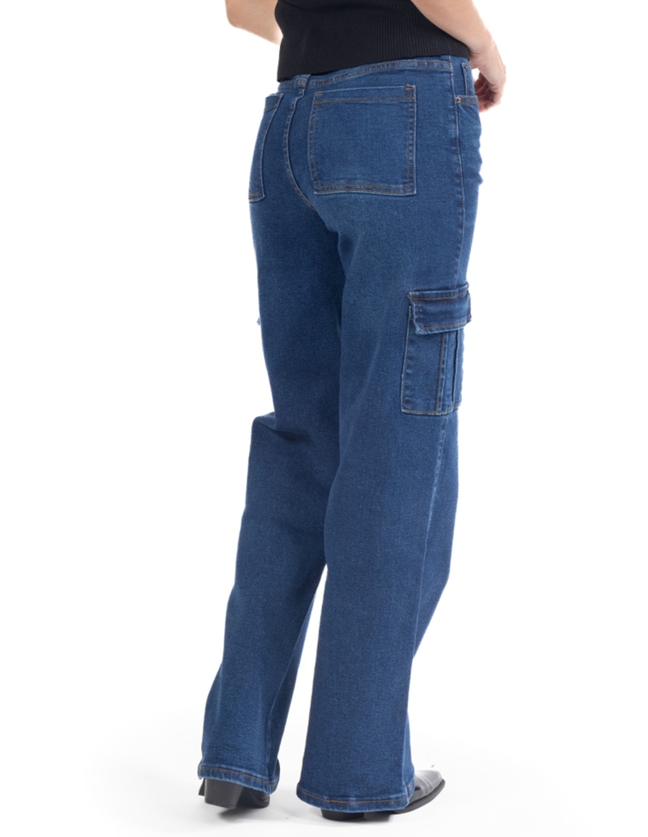 Jeans cargo relajado quarry corte cintura para mujer