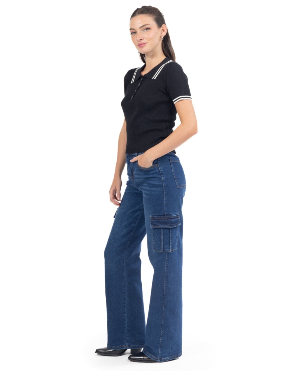 Jeans cargo relajado quarry corte cintura para mujer