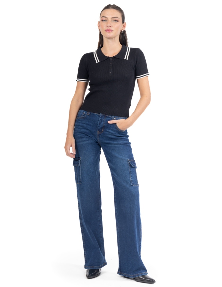 Jeans cargo relajado quarry corte cintura para mujer