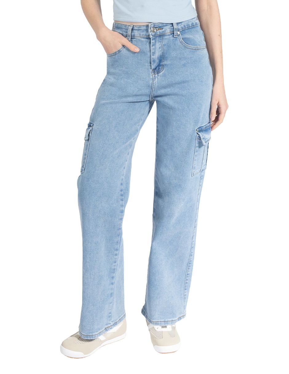 Jeans cargo relajado quarry corte cintura para mujer 1