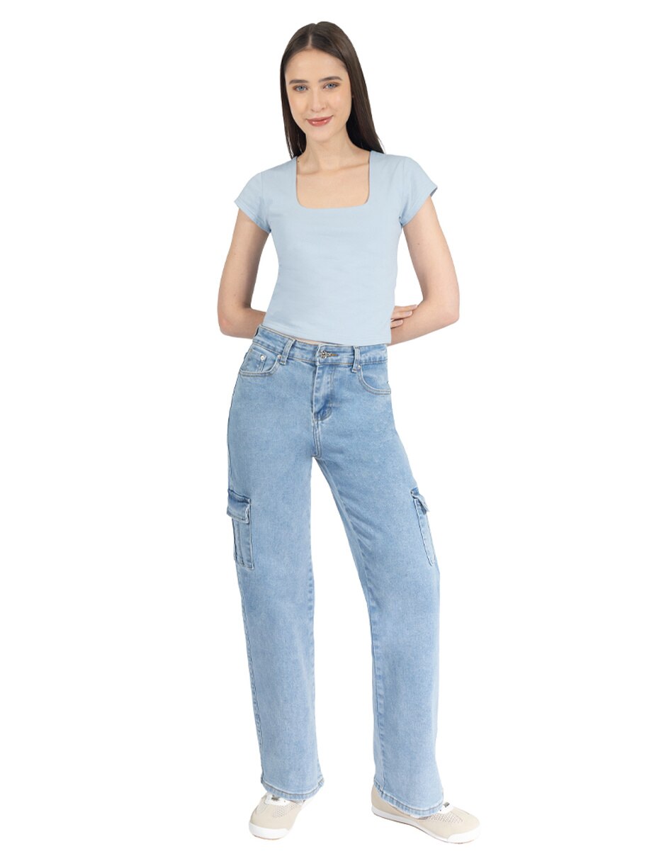 Jeans cargo relajado quarry corte cintura para mujer 5