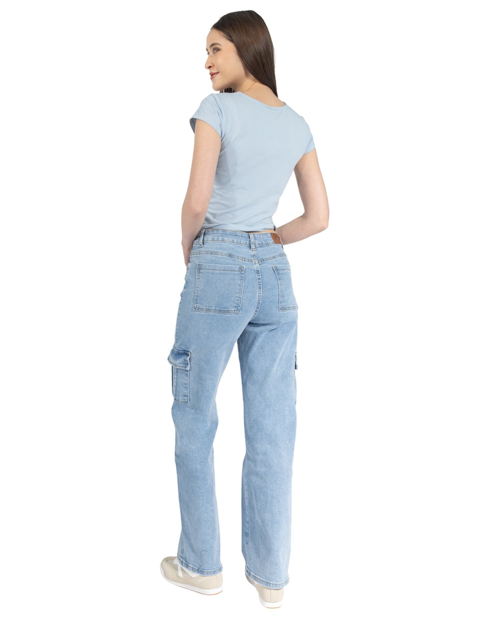 Jeans cargo relajado quarry corte cintura para mujer 6