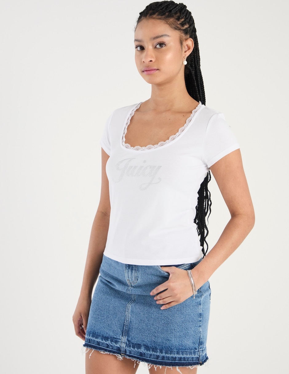 Playera manga larga J Couture Juicy cuello redondo para mujer