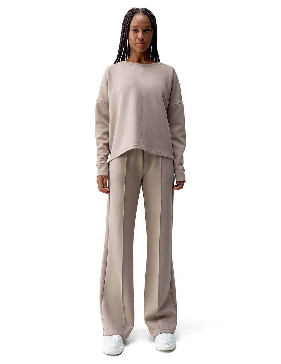 Pants straight con elástico para mujer