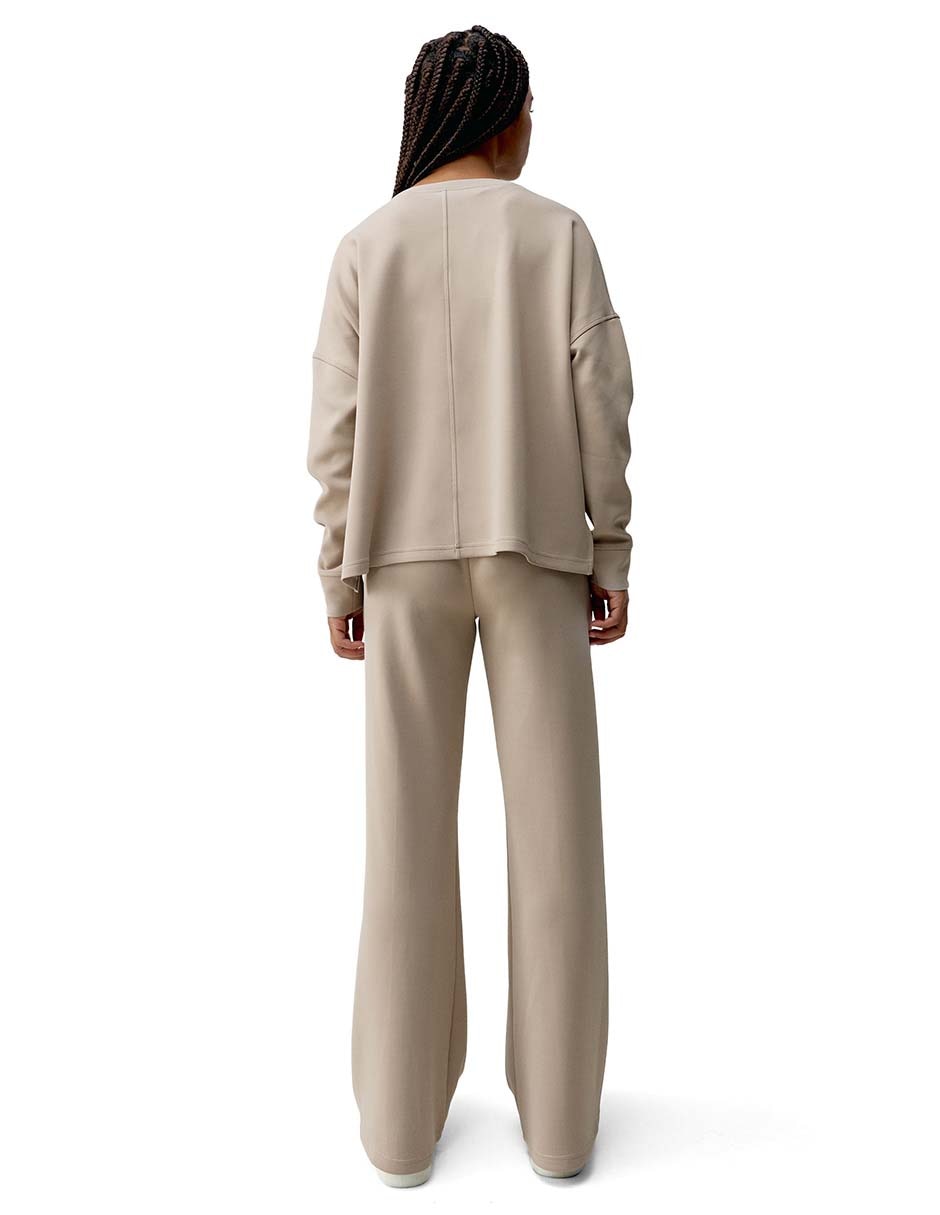 Pants straight con elástico para mujer