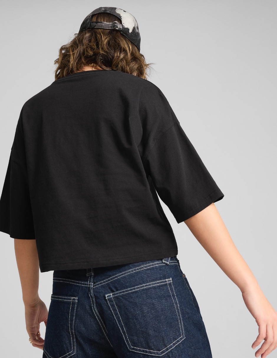 Playera manga al codo Puma Wardrobe Ess cuello redondo para mujer