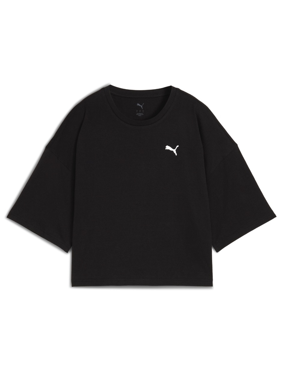 Playera manga al codo Puma Wardrobe Ess cuello redondo para mujer