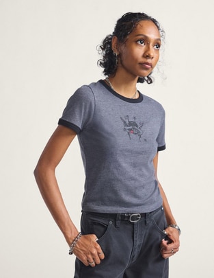 Playera manga corta Vans Cruzing Ringer Tee cuello redondo para mujer