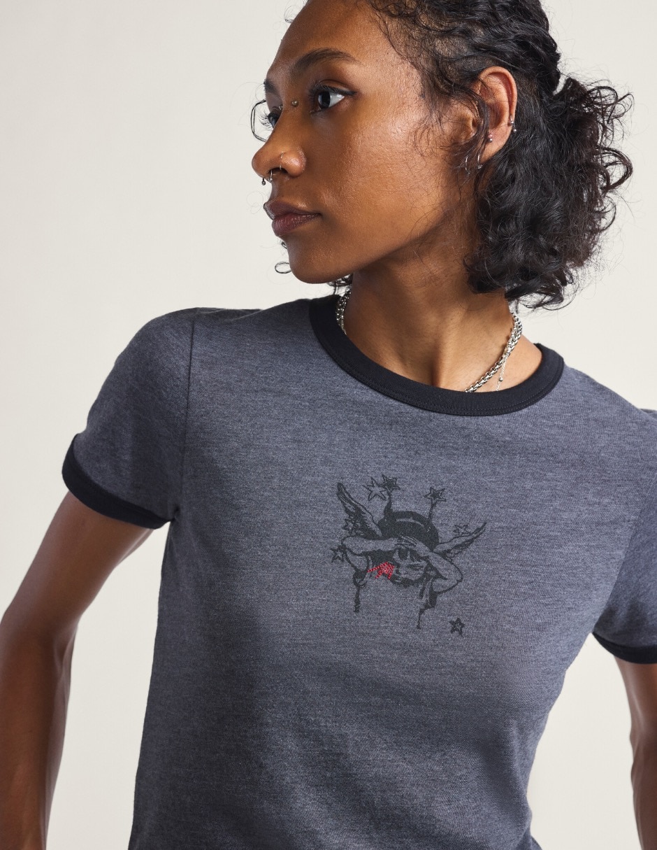 Playera manga corta Vans Cruzing Ringer Tee cuello redondo para mujer