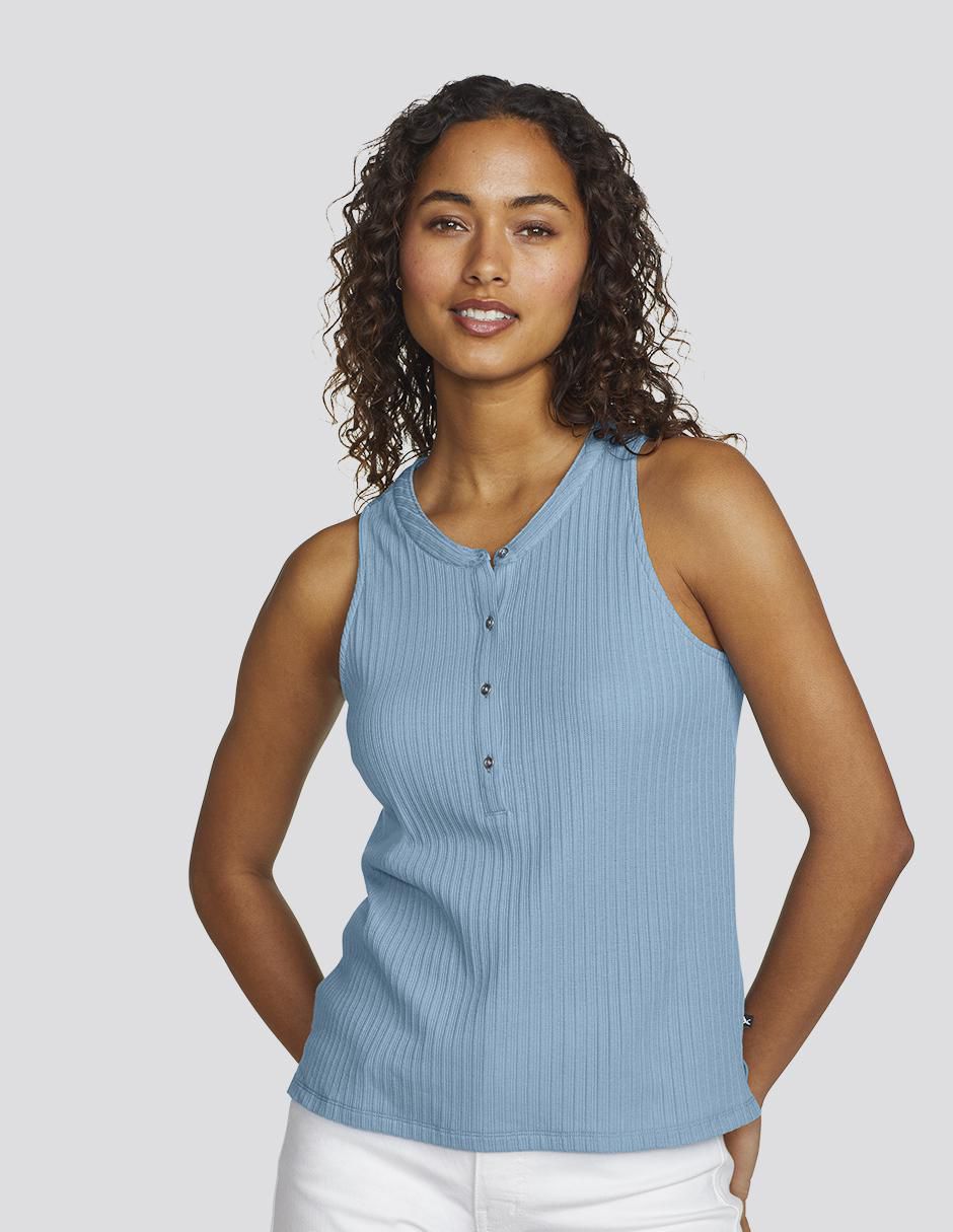 Playera tank cuello henley mujer