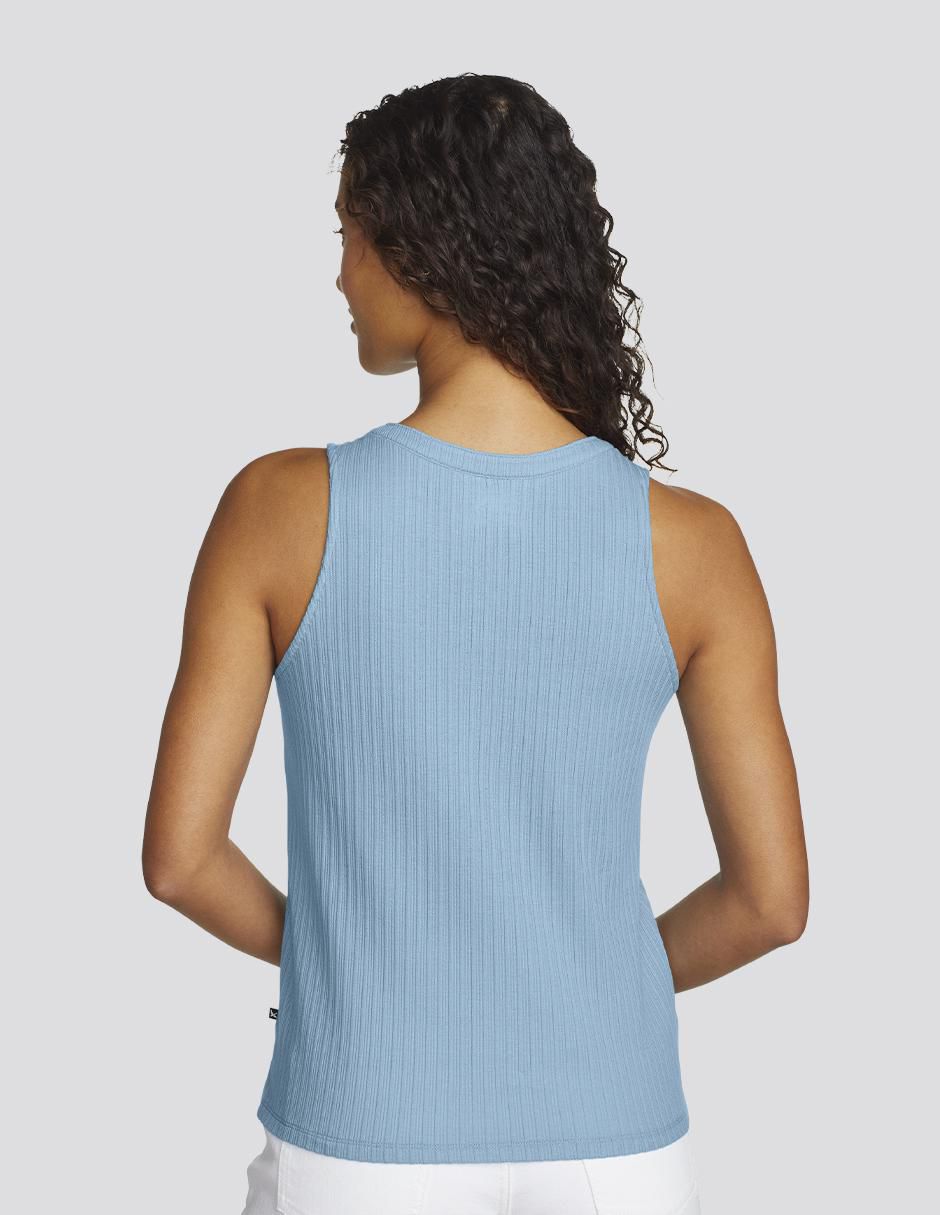 Playera tank cuello henley mujer