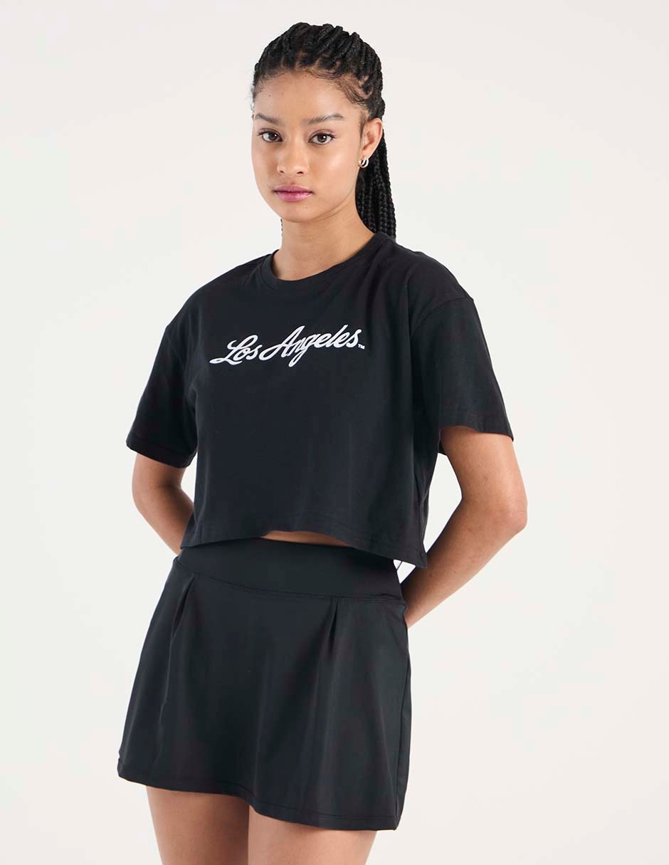 Playera manga corta Los Angeles cuello redondo para mujer Playera manga corta Los Angeles cuello redondo para mujer