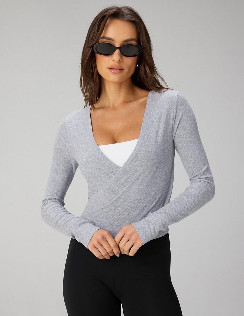 Playera manga larga cuello v mujer 1