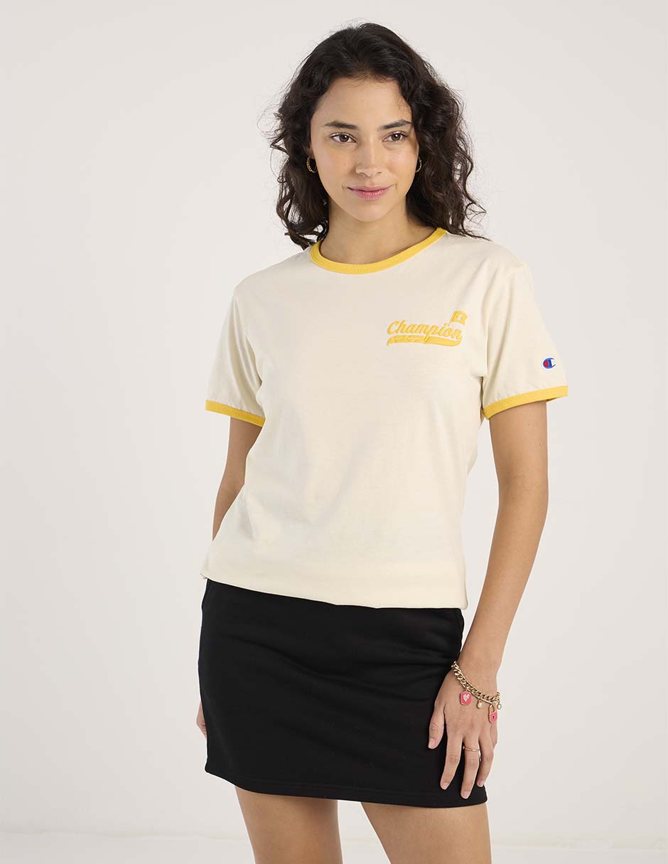 Playera manga corta cuello redondo para mujer