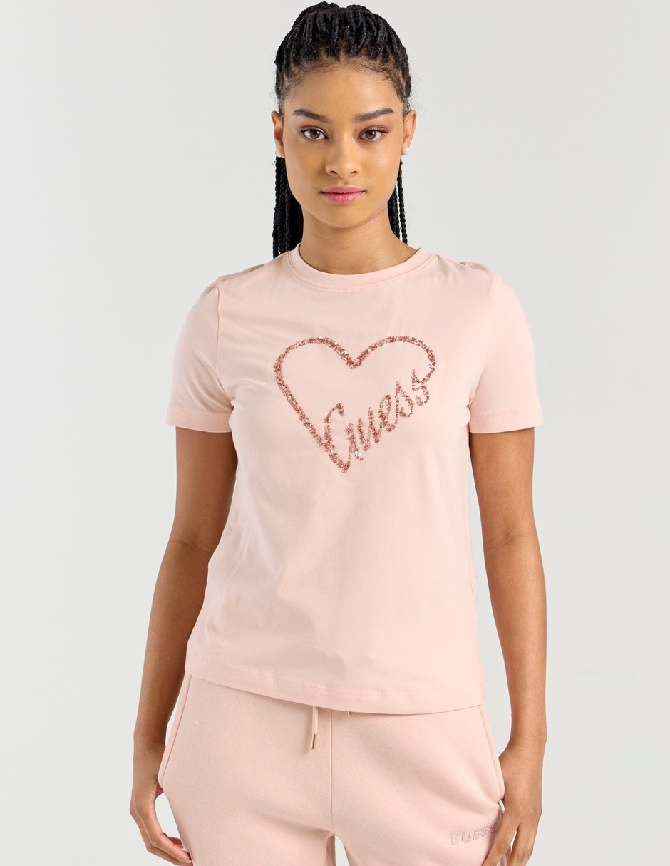 Playera manga corta cuello redondo para mujer