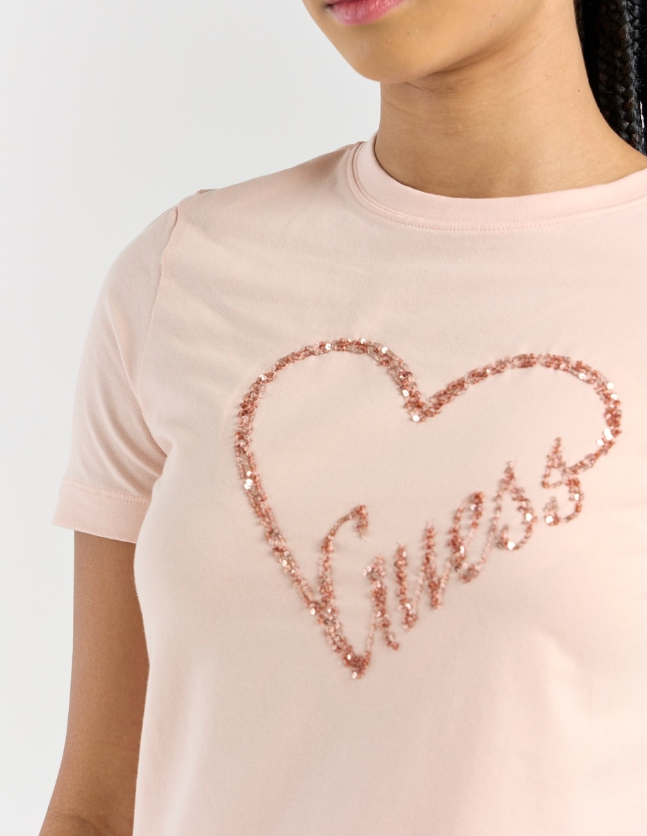 Playera manga corta Guess cuello redondo para mujer