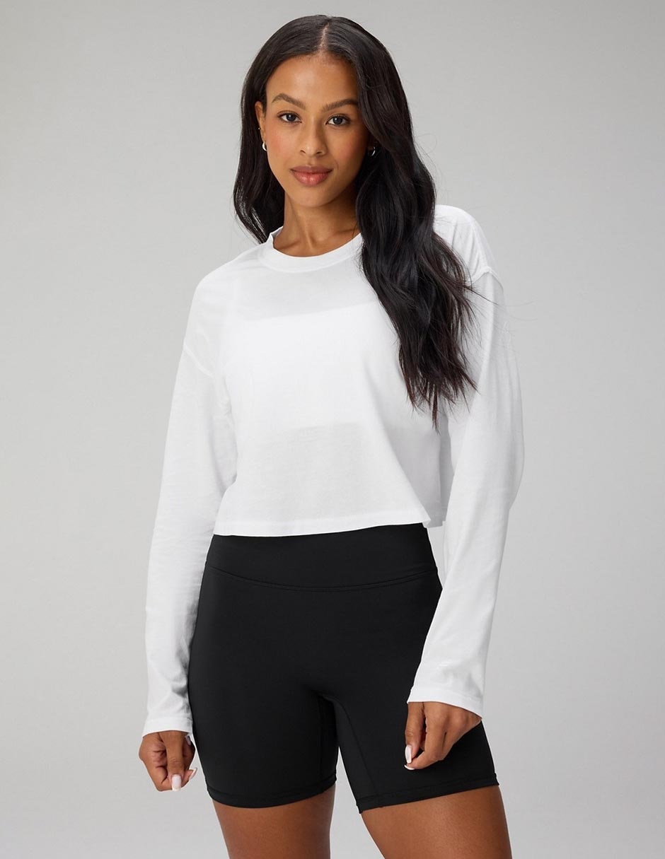 Playera manga larga cuello redondo para mujer Playera manga larga cuello redondo para mujer