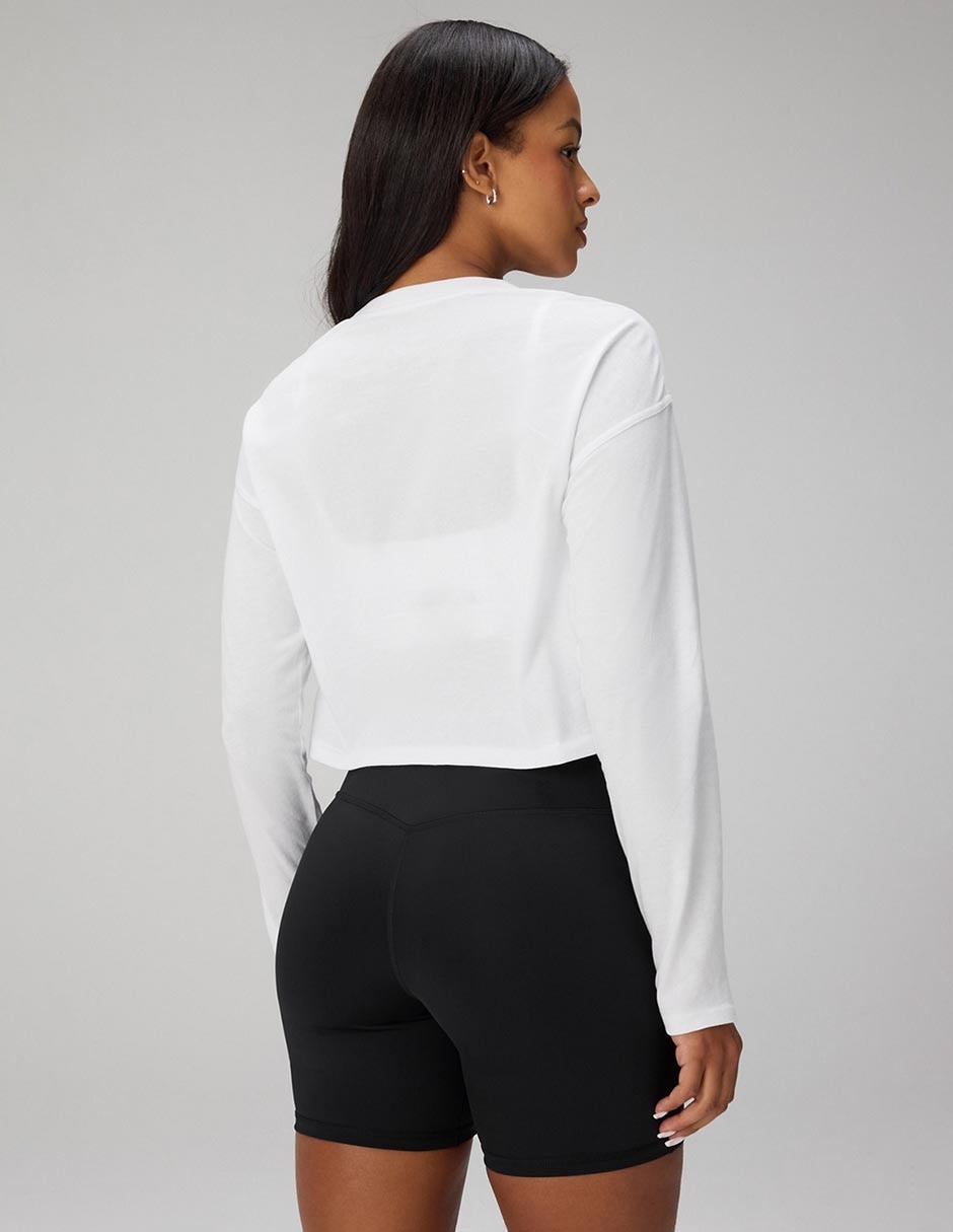 Playera manga larga cuello redondo para mujer