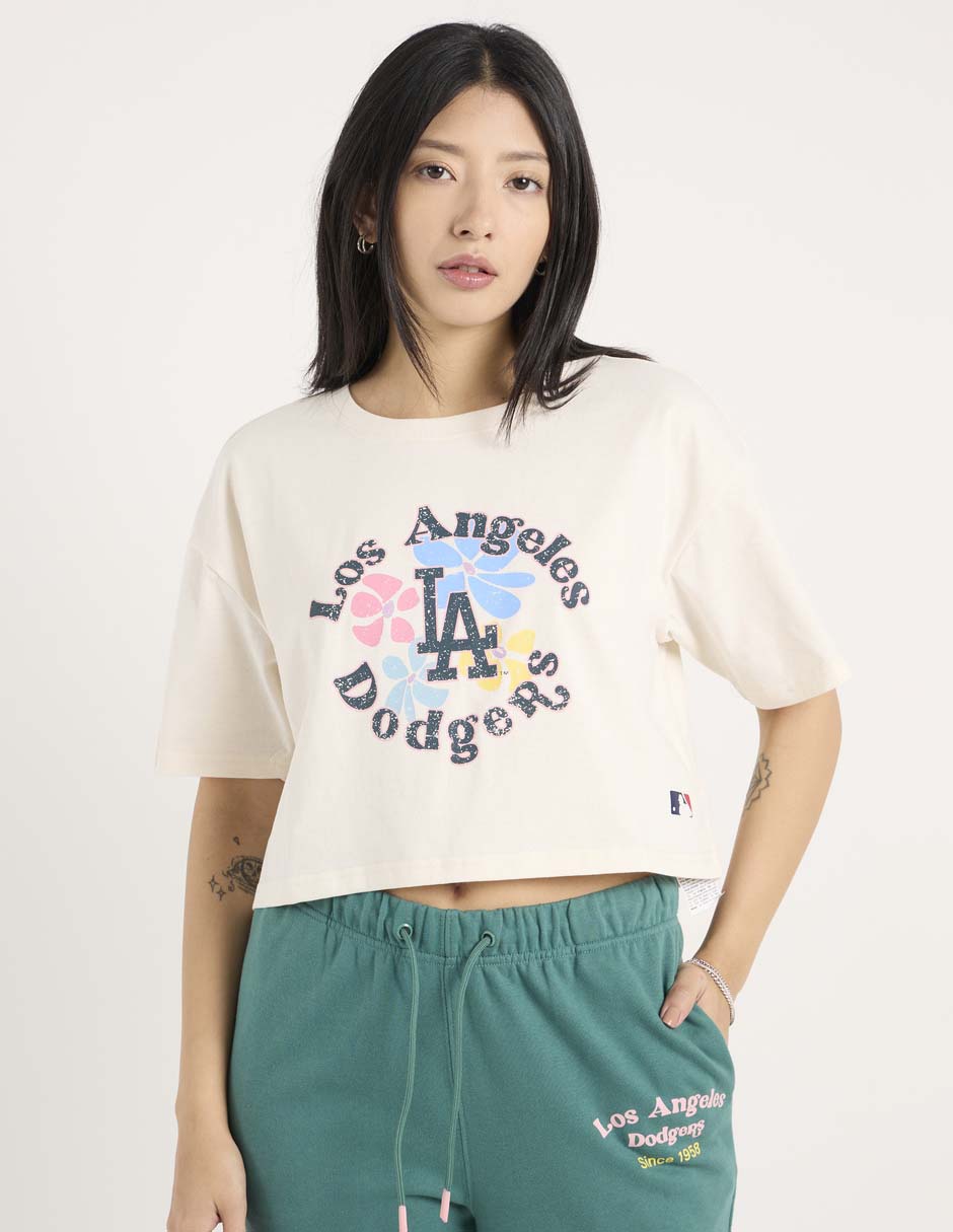 Playera manga corta MLB Los Angeles Dodgers cuello redondo para mujer
