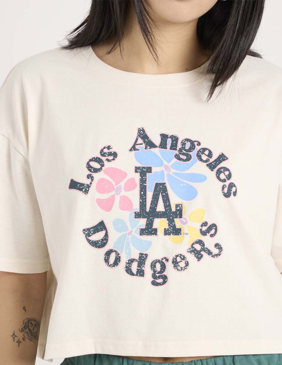 Playera manga corta MLB Los Angeles Dodgers cuello redondo para mujer