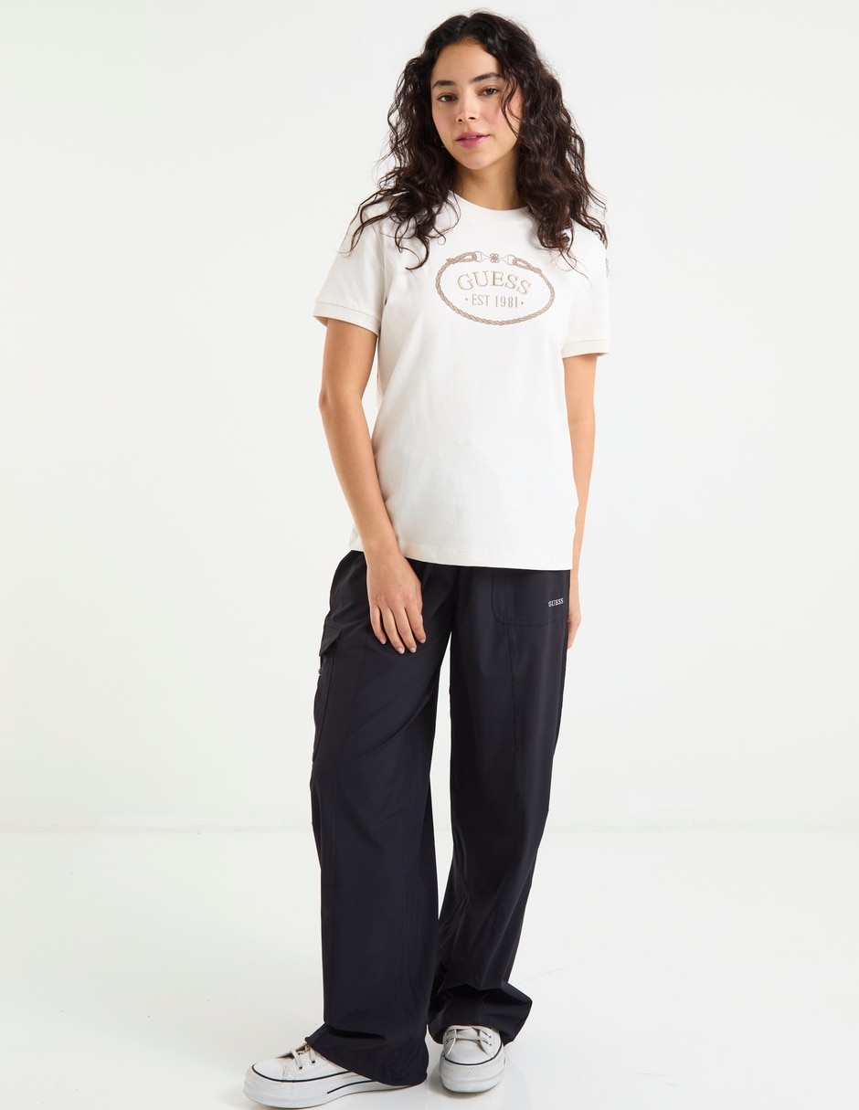 Pants straight Guess con jareta para mujer