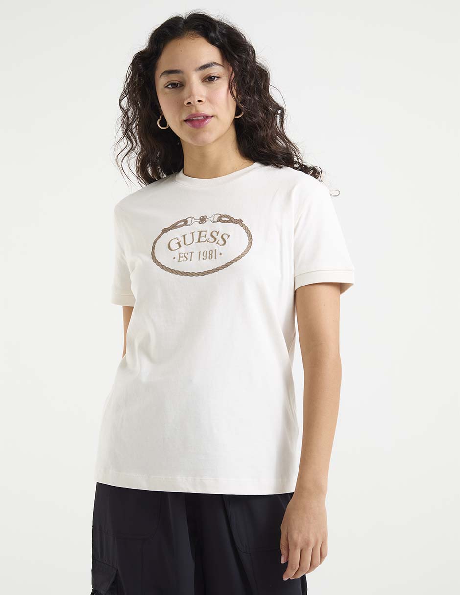 Playera manga corta cuello redondo para mujer