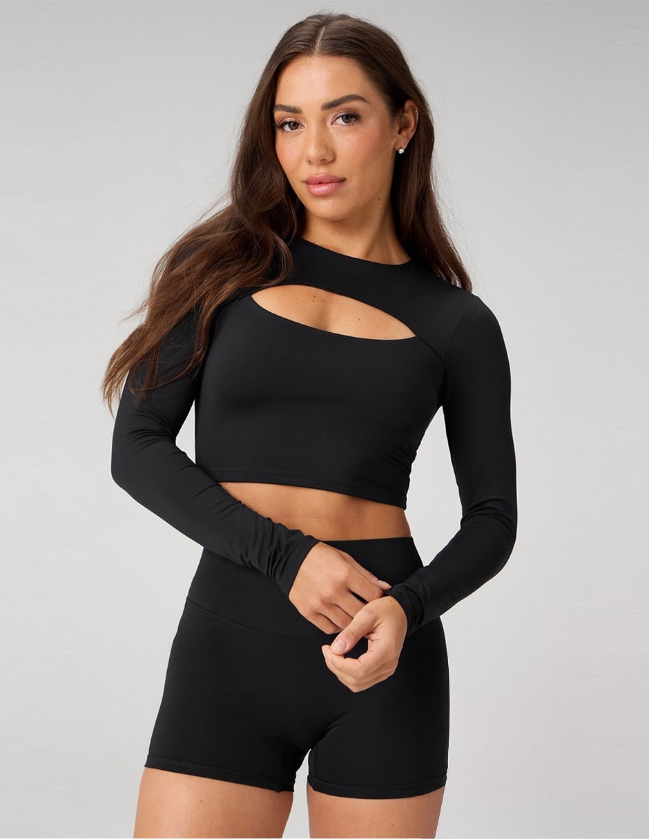 Playera manga larga cuello redondo para mujer