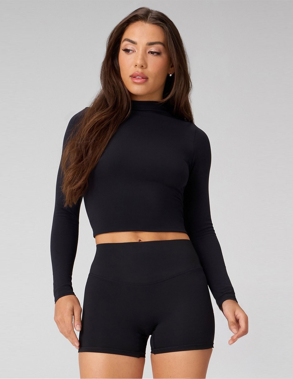 Playera manga larga Khloe cuello alto para mujer