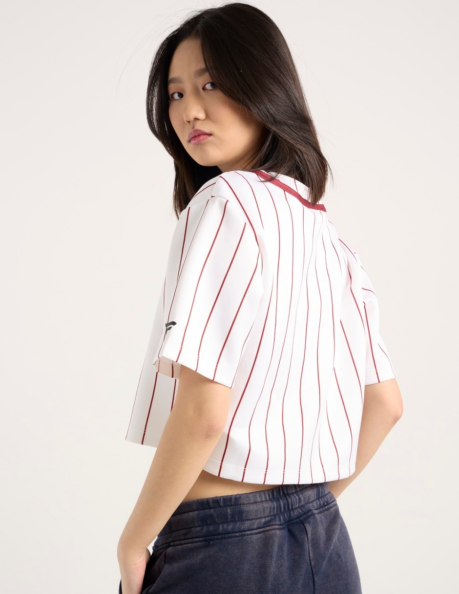 Playera manga corta New York Yankees cuello v para mujer 6