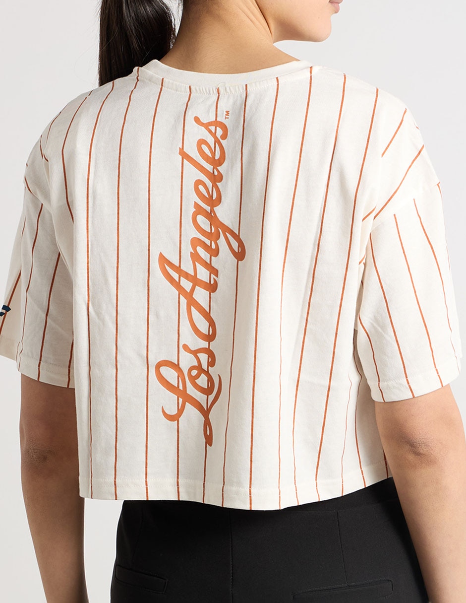 Playera manga corta mlb los angeles dodgers cuello redondo para mujer