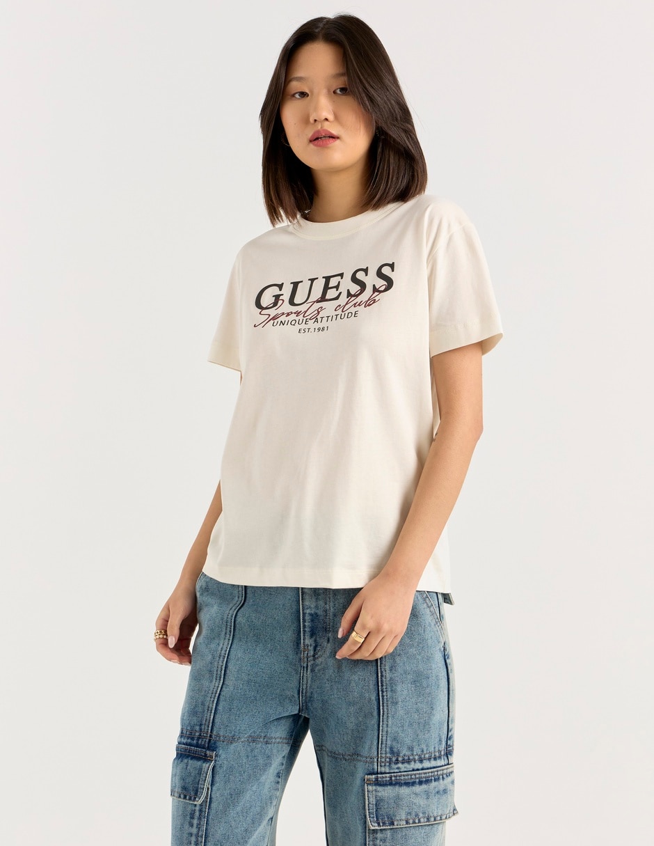 Playera manga corta Guess cuello redondo para mujer