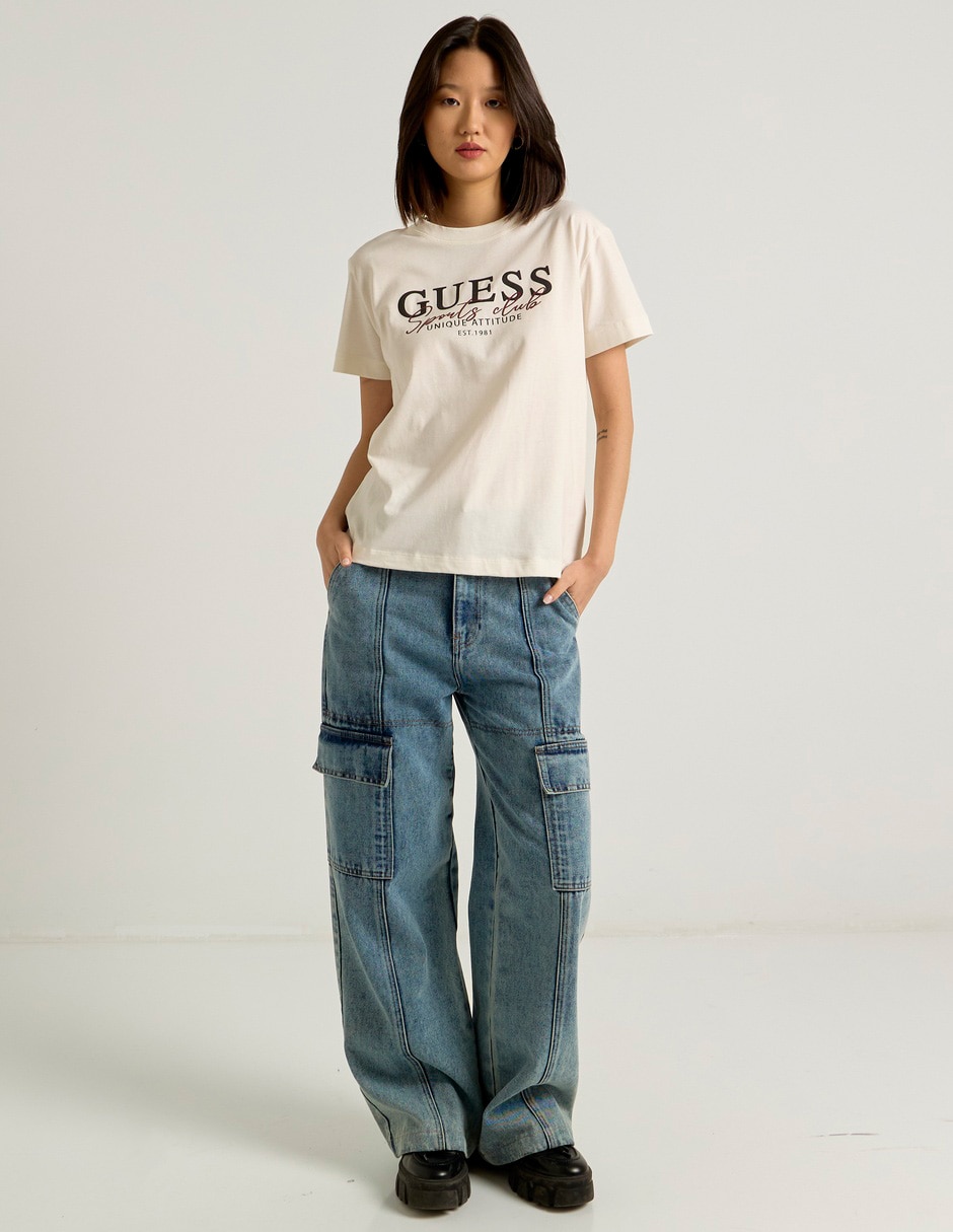 Playera manga corta Guess cuello redondo para mujer
