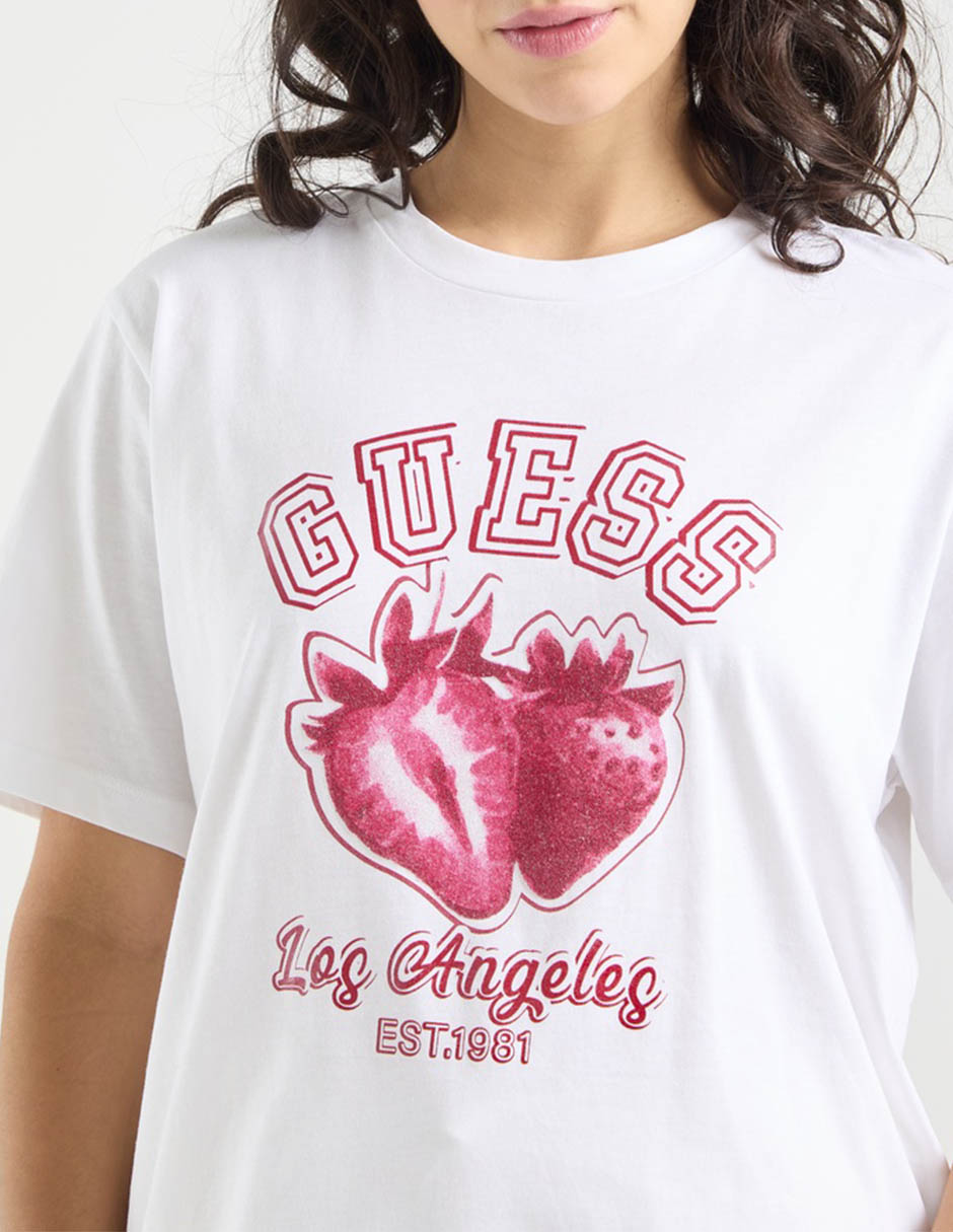 Playera manga corta guess cuello redondo para mujer