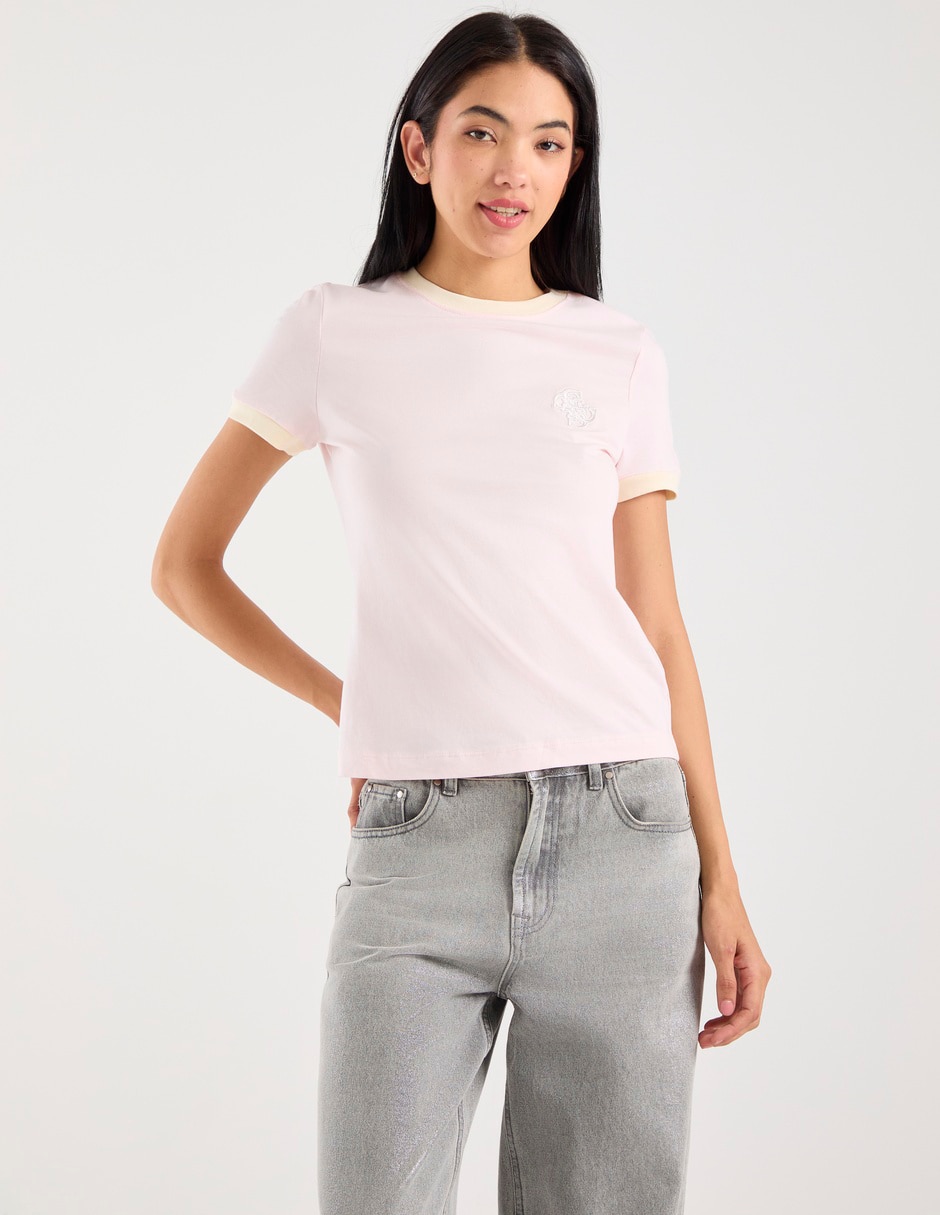 Playera manga corta cuello redondo para mujer