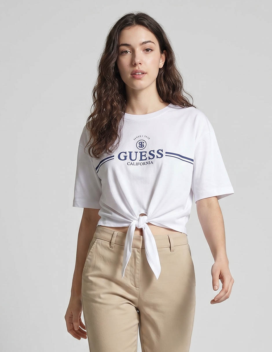 Playera manga corta cuello redondo para mujer