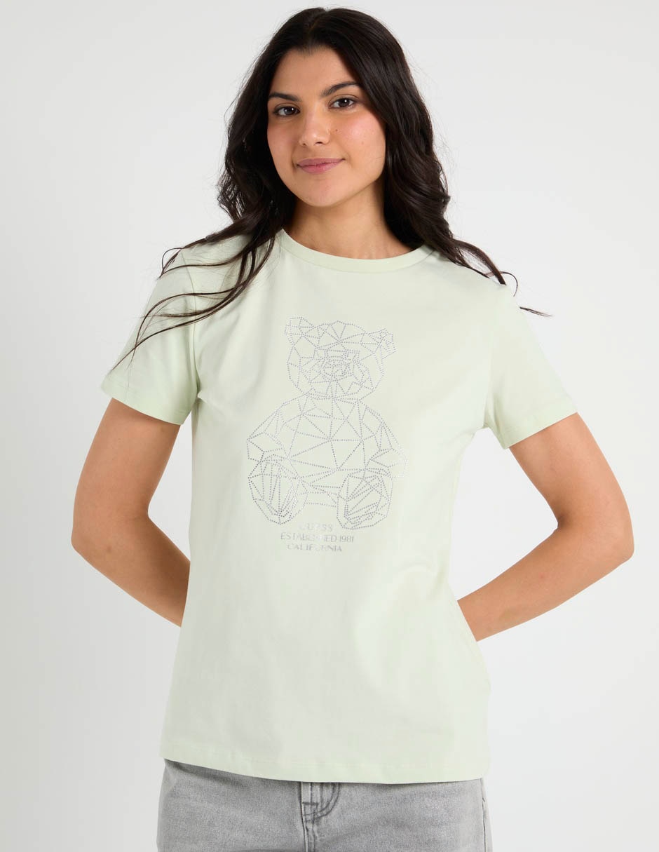 Playera manga corta cuello redondo para mujer