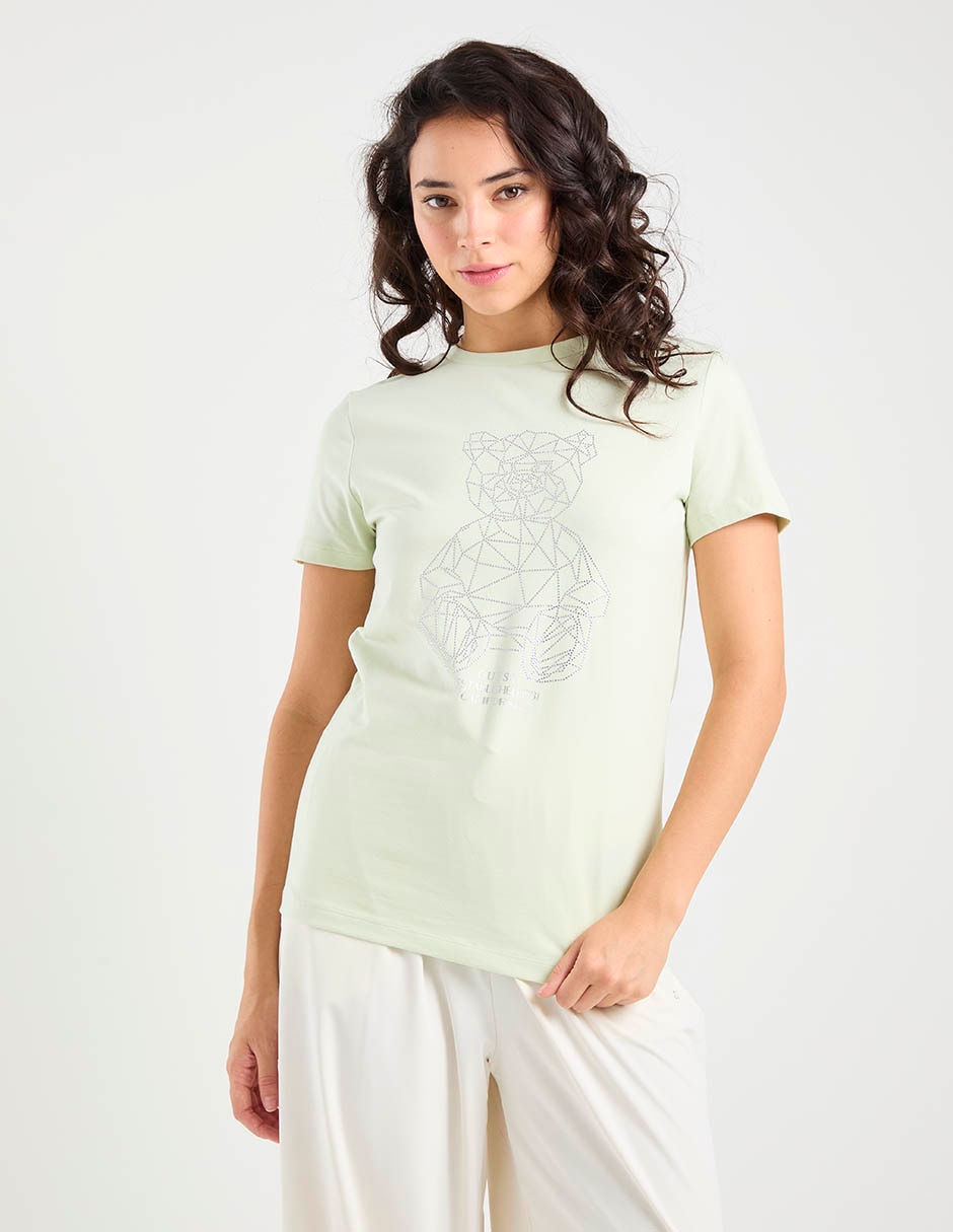 Playera manga corta cuello redondo para mujer