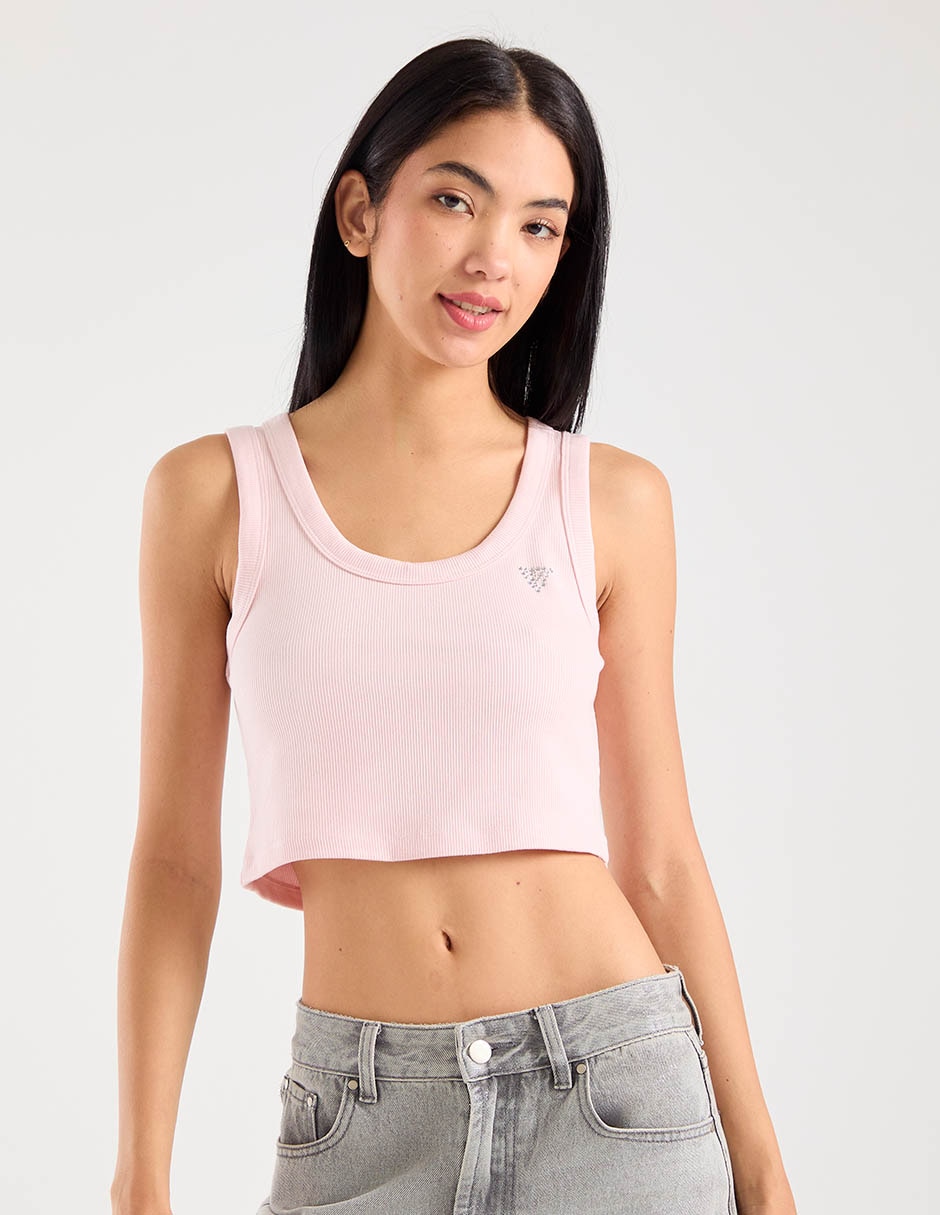 Playera tank manga corta cuello redondo para mujer