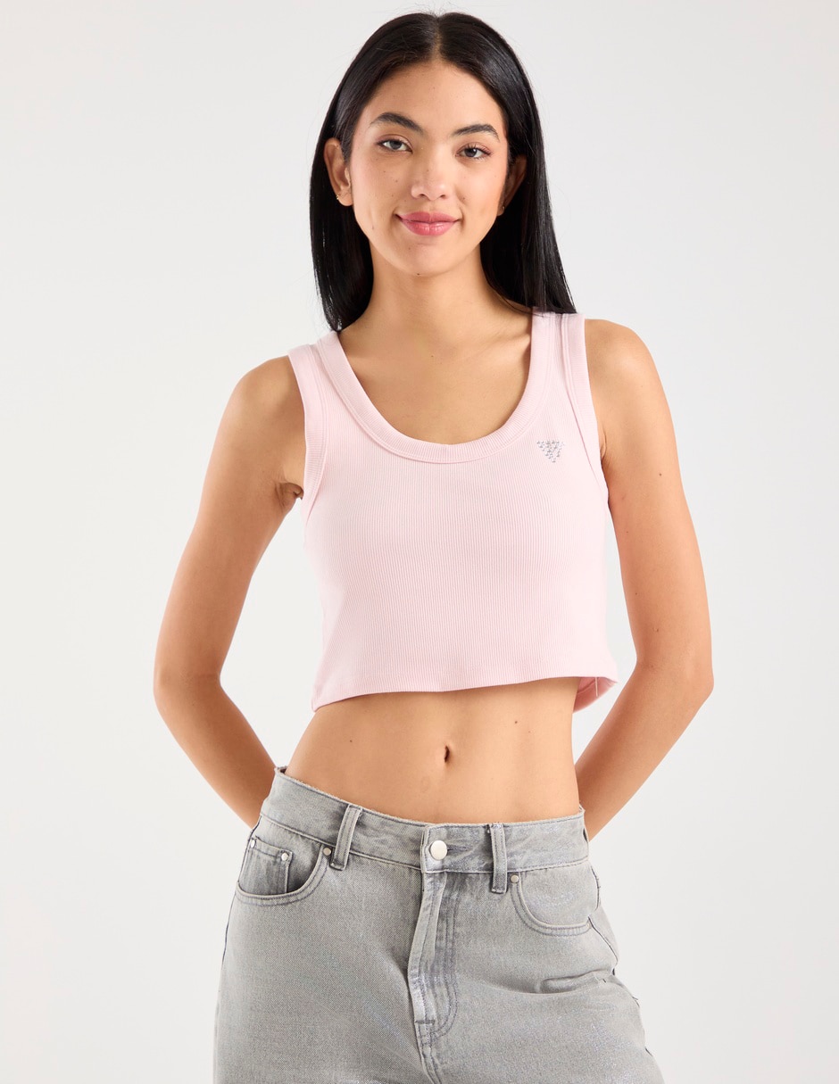 Playera tank manga corta guess cuello redondo para mujer
